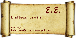 Endlein Ervin névjegykártya